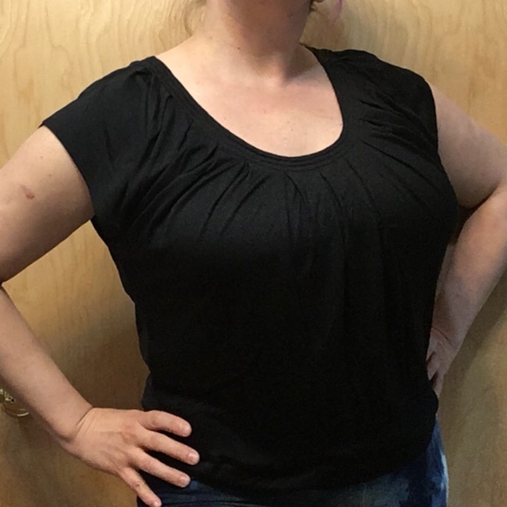 Banana Republic Black Silk Scoop-neck Blouse - Picture 1 of 5